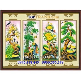 Tranh gắn đá tứ quý